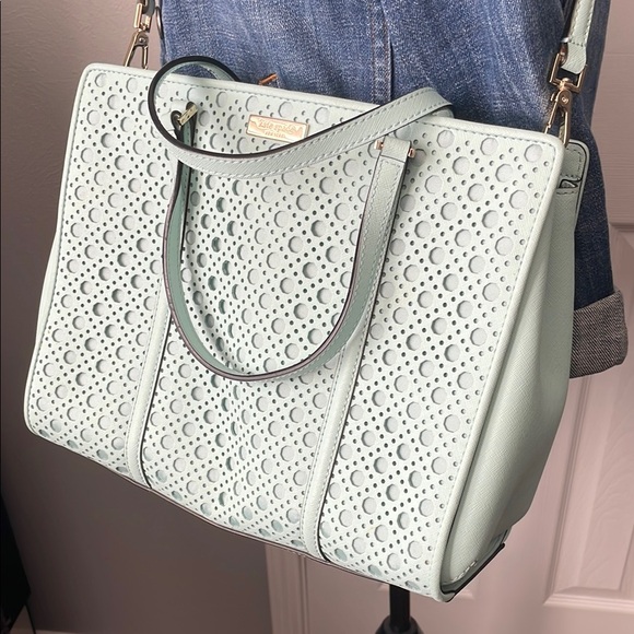Kate Spade Pastel Aqua Blue Convertible Handbag - Picture 6 of 17